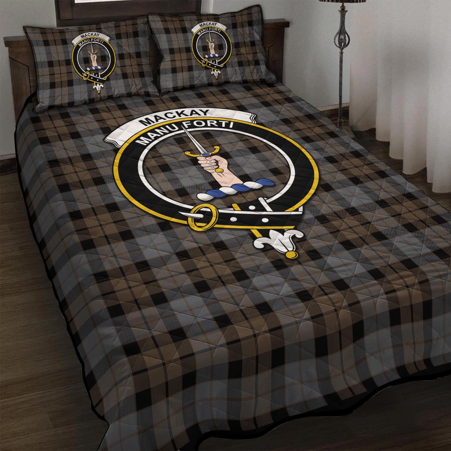 MacKay Weathered Tartan Quilt Bed Set with Family Crest - Tartanvibesclothing