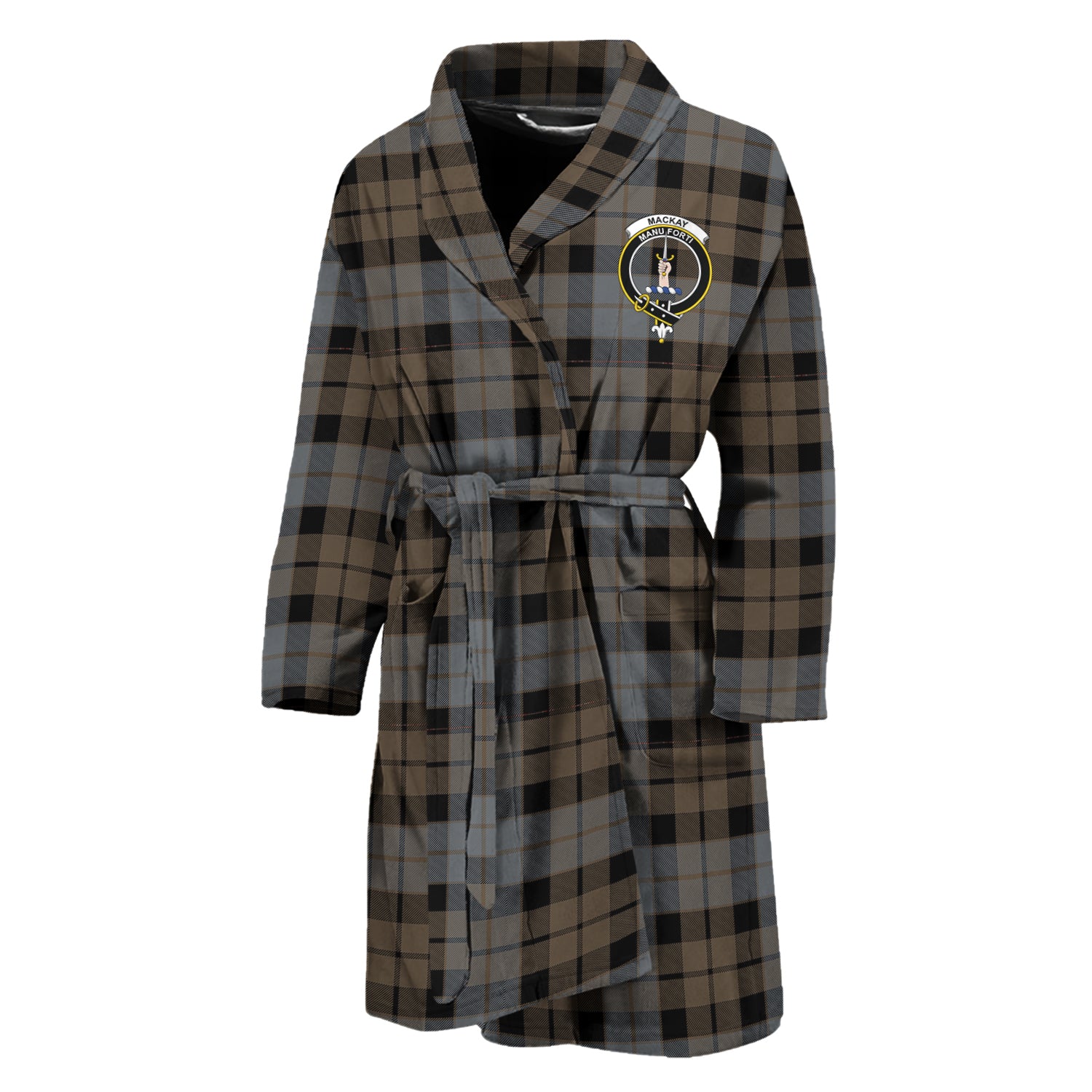 MacKay Weathered Tartan Bathrobe with Family Crest Unisex M - Tartan Vibes Clothing