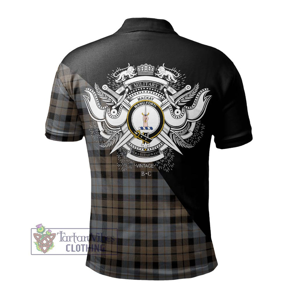 MacKay Weathered Tartan Polo Shirt with Family Crest and Military Logo Style - Tartanvibesclothing Shop