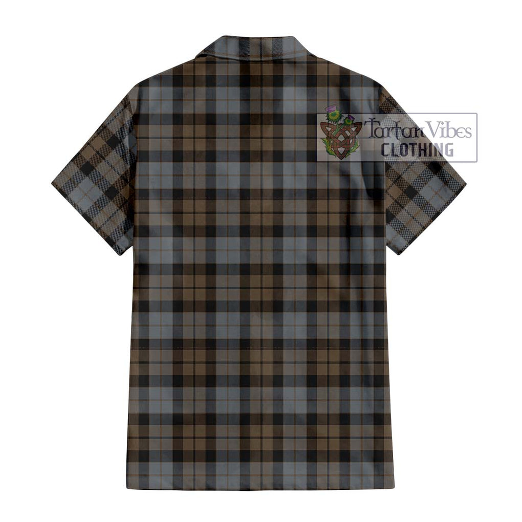 MacKay Weathered Tartan Short Sleeve Button Shirt with Family Crest DNA In Me Style - Tartanvibesclothing Shop