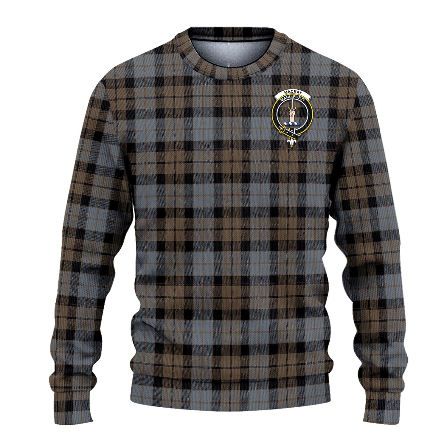 MacKay Weathered Tartan Knitted Sweater with Family Crest - Tartanvibesclothing