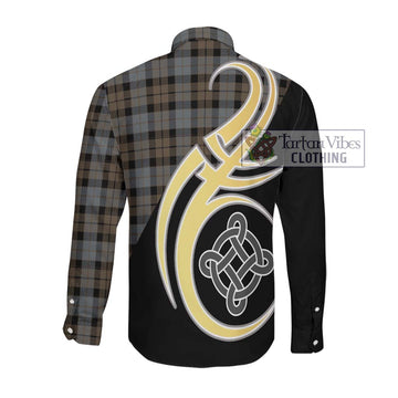 MacKay Weathered Tartan Long Sleeve Button Shirt with Family Crest and Celtic Symbol Style