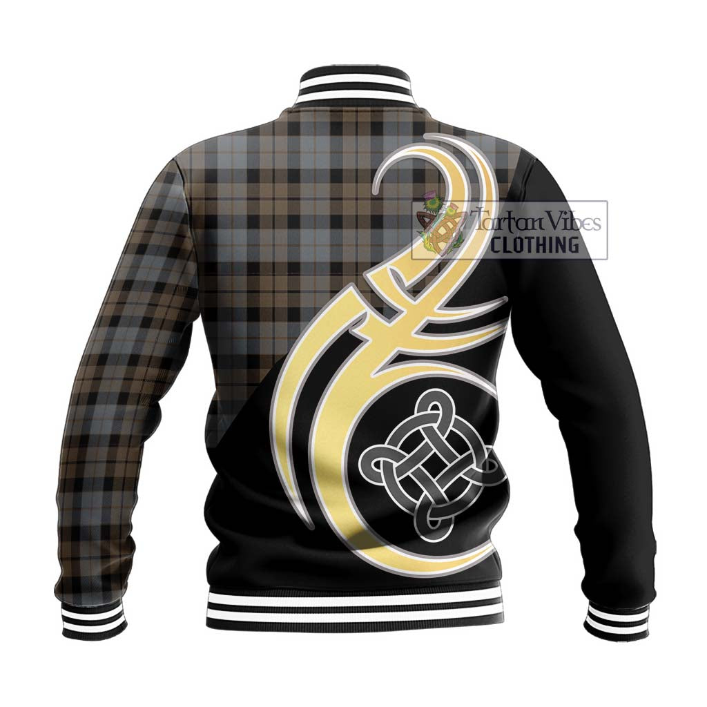 MacKay Weathered Tartan Baseball Jacket with Family Crest and Celtic Symbol Style - Tartan Vibes Clothing