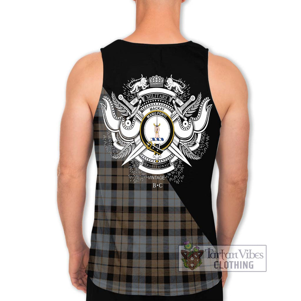 MacKay Weathered Tartan Men's Tank Top with Family Crest and Military Logo Style - Tartanvibesclothing Shop