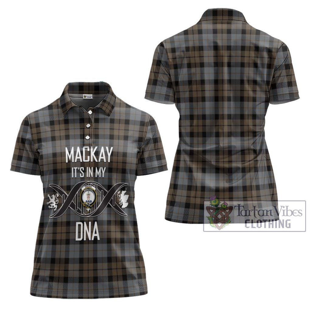 MacKay Weathered Tartan Women's Polo Shirt with Family Crest DNA In Me Style - Tartanvibesclothing Shop