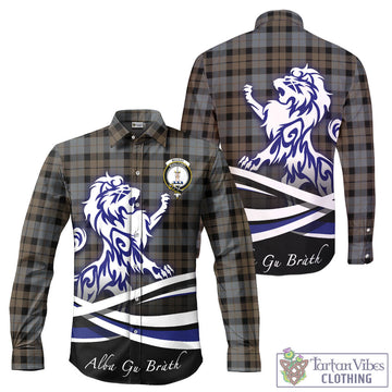 MacKay Weathered Tartan Long Sleeve Button Up Shirt with Alba Gu Brath Regal Lion Emblem
