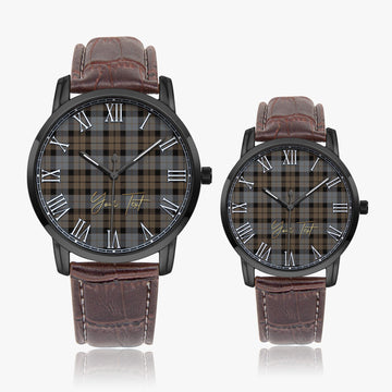 MacKay Weathered Tartan Personalized Your Text Leather Trap Quartz Watch
