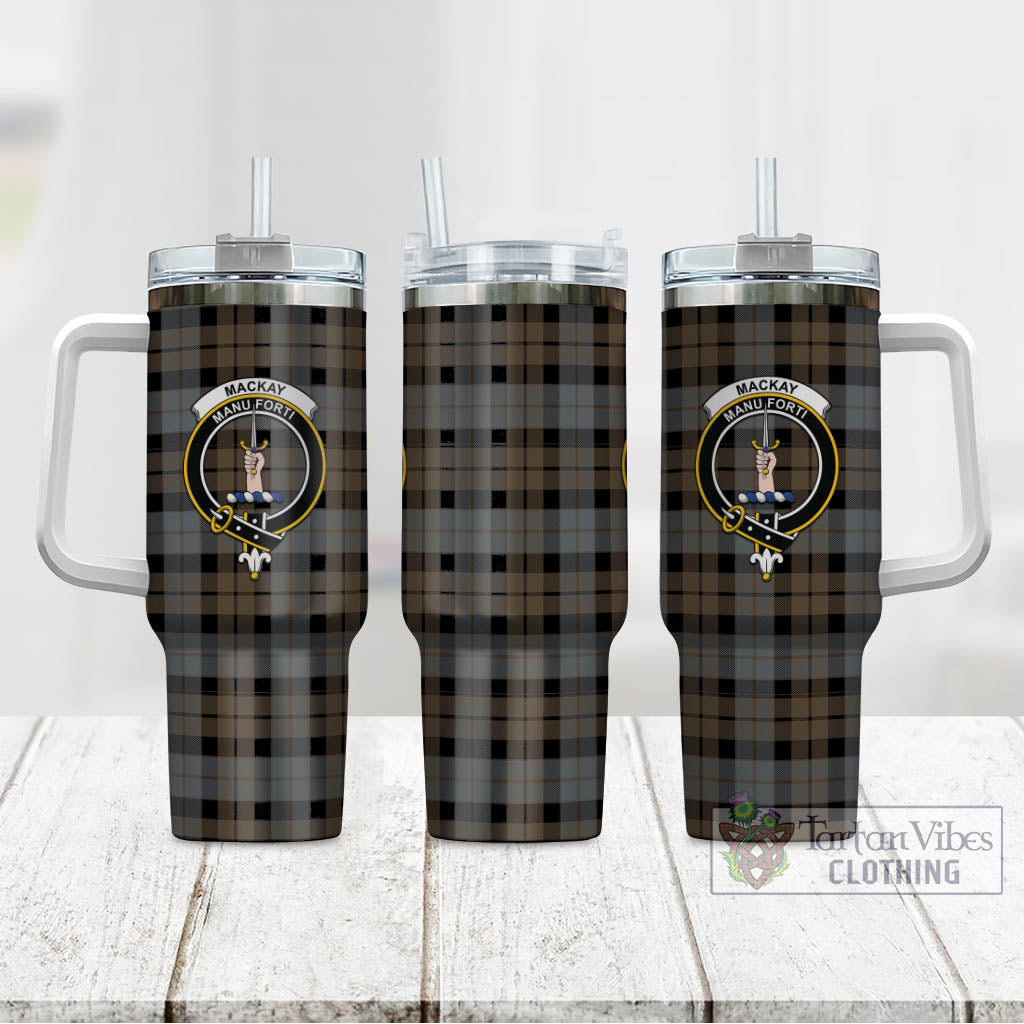 Tartan Vibes Clothing MacKay Weathered Tartan and Family Crest Tumbler with Handle