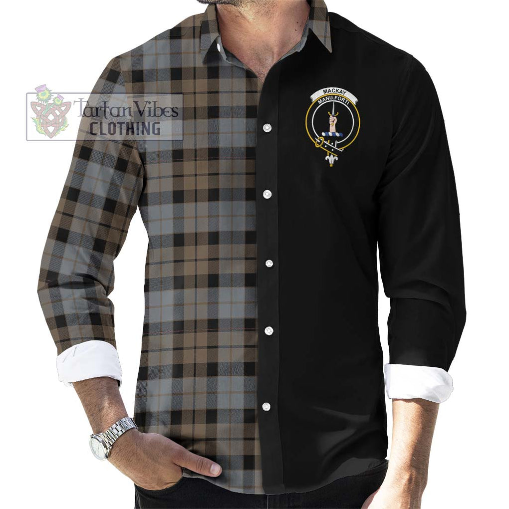 MacKay Weathered Tartan Long Sleeve Button Shirt with Family Crest and Half Of Me Style - Tartanvibesclothing Shop