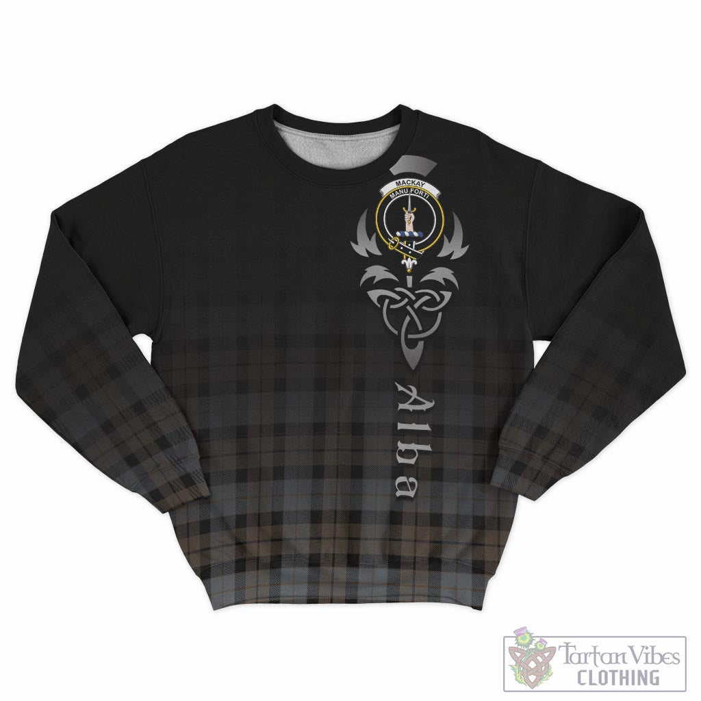 Tartan Vibes Clothing MacKay Weathered Tartan Sweatshirt Featuring Alba Gu Brath Family Crest Celtic Inspired