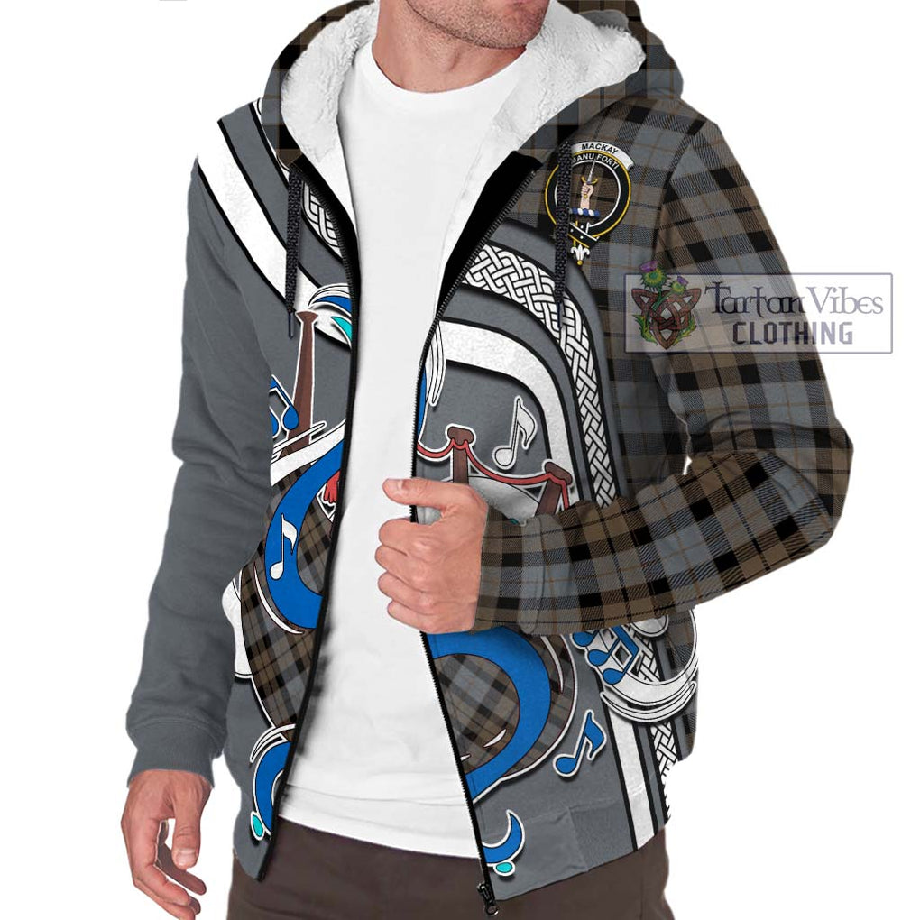 MacKay Weathered Tartan Sherpa Hoodie with Epic Bagpipe Style Unisex - Tartanvibesclothing Shop