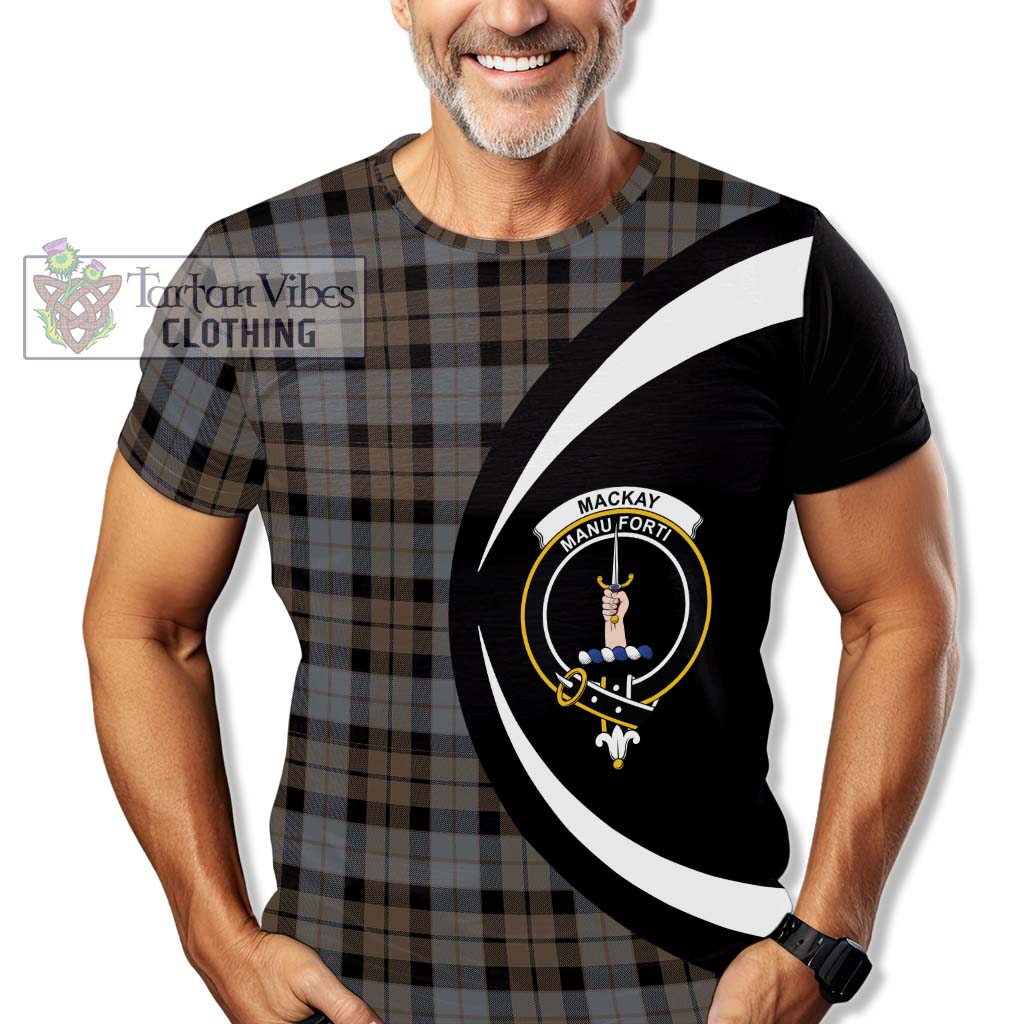 Tartan Vibes Clothing MacKay Weathered Tartan T-Shirt with Family Crest Circle Style