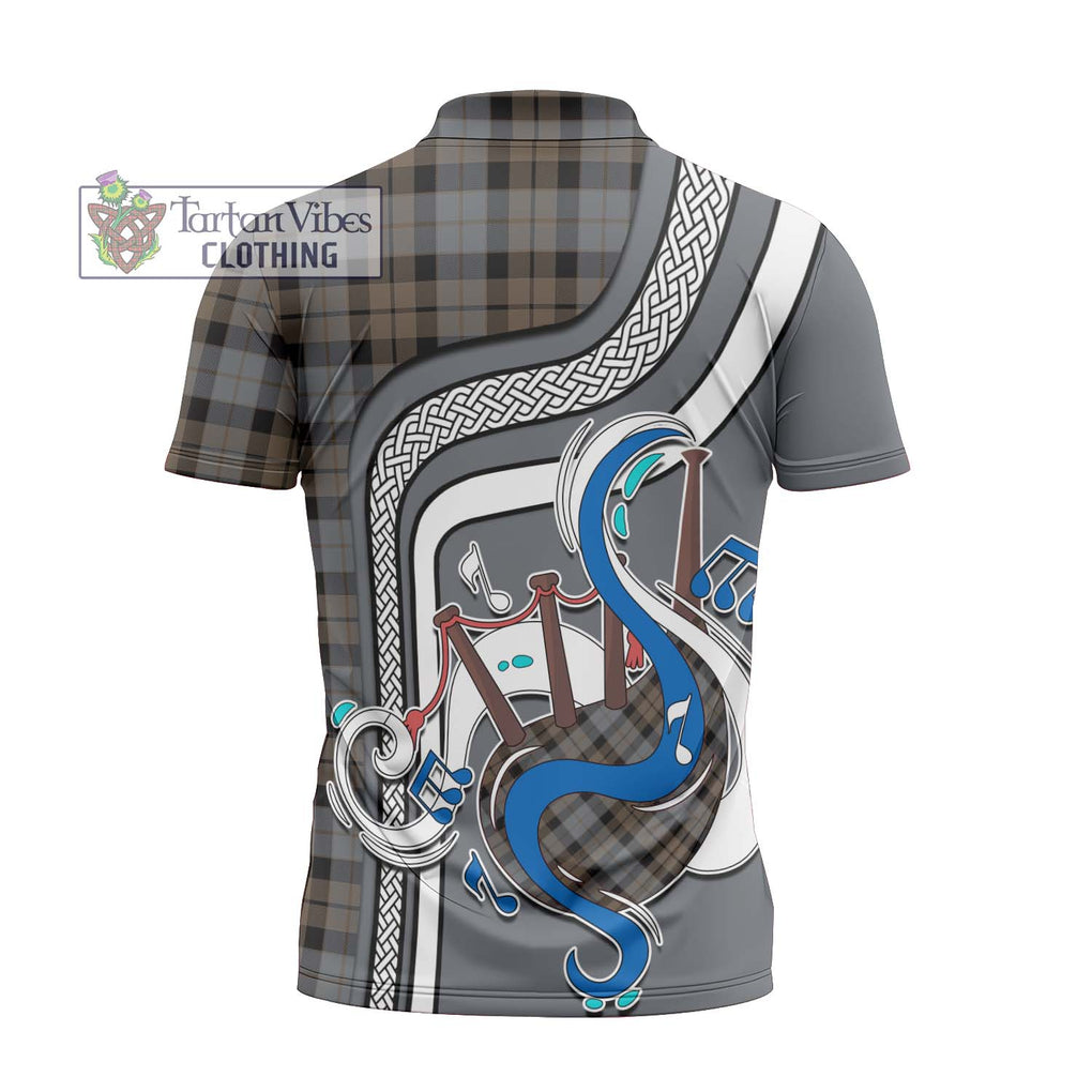 MacKay Weathered Tartan Zipper Polo Shirt with Epic Bagpipe Style - Tartanvibesclothing Shop