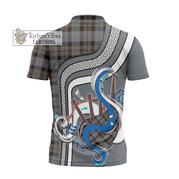 MacKay Weathered Tartan Zipper Polo Shirt with Epic Bagpipe Style