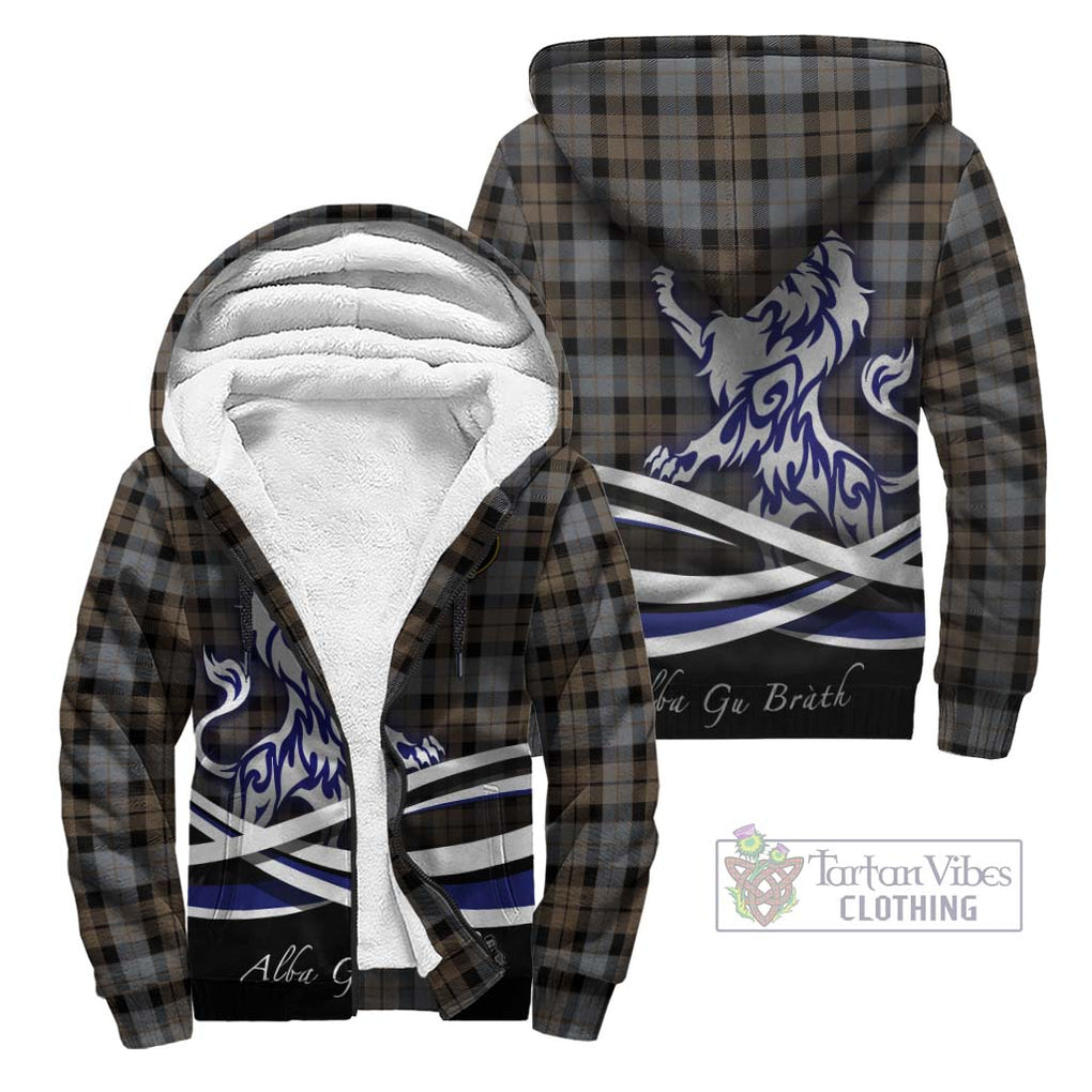 MacKay Weathered Tartan Sherpa Hoodie with Alba Gu Brath Regal Lion Emblem Unisex - Tartanvibesclothing Shop