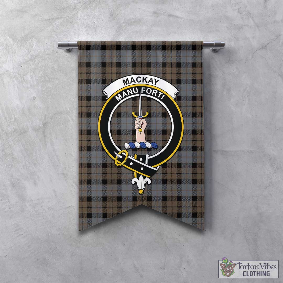 Tartan Vibes Clothing MacKay Weathered Tartan Gonfalon, Tartan Banner with Family Crest