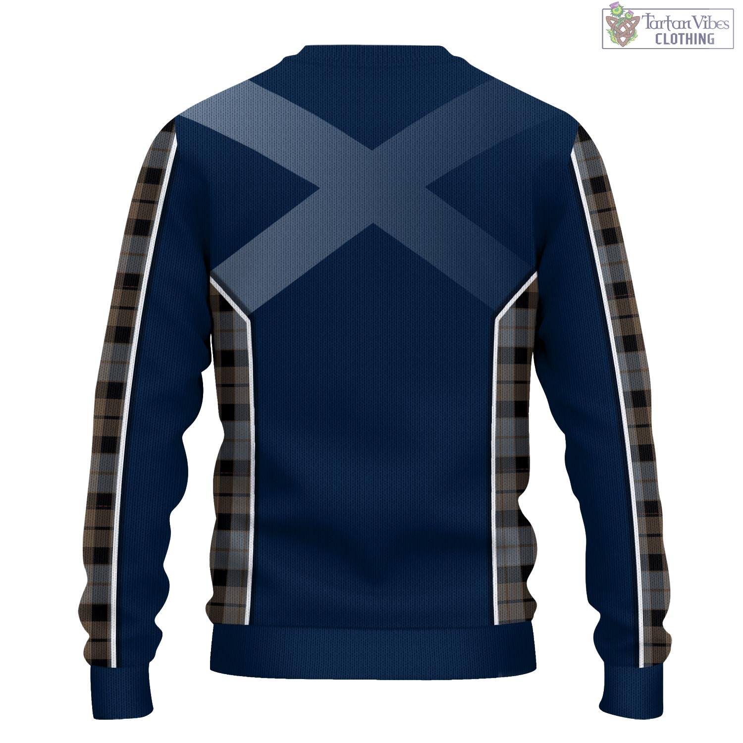 Tartan Vibes Clothing MacKay Weathered Tartan Knitted Sweatshirt with Family Crest and Scottish Thistle Vibes Sport Style