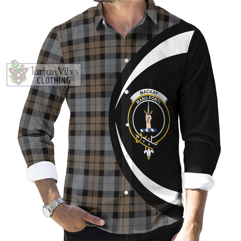 Tartan Vibes Clothing MacKay Weathered Tartan Long Sleeve Button Up with Family Crest Circle Style