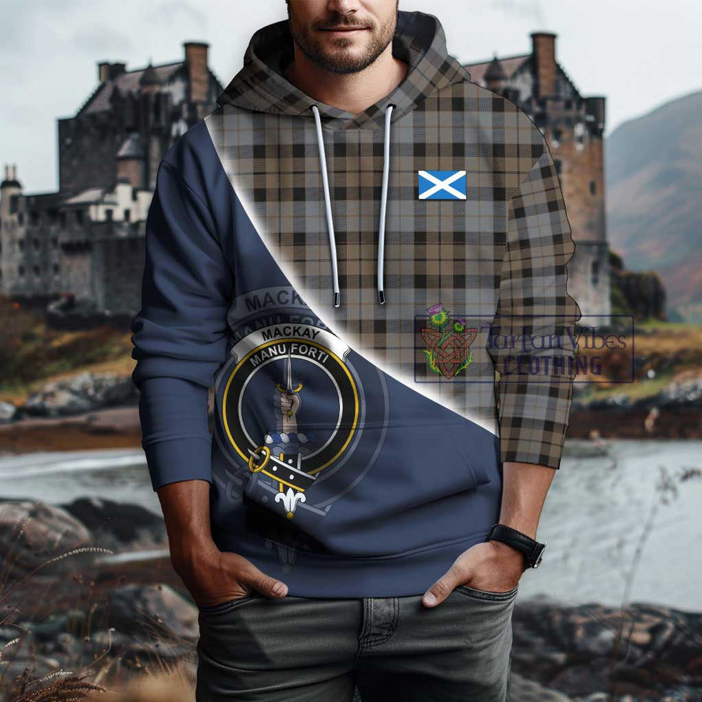 MacKay Weathered Tartan Hoodie with Personalised National Flag and Family Crest Half Style - Tartanvibesclothing Shop