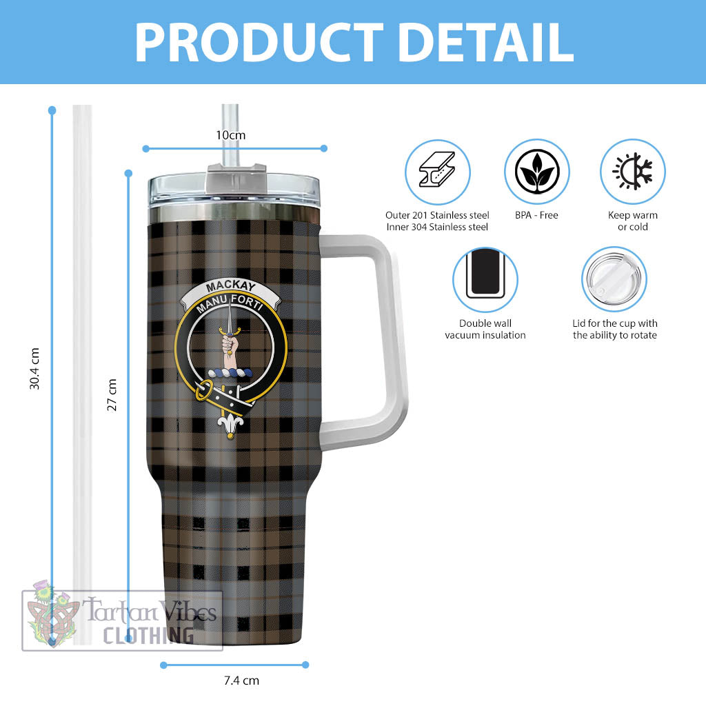 Tartan Vibes Clothing MacKay Weathered Tartan and Family Crest Tumbler with Handle