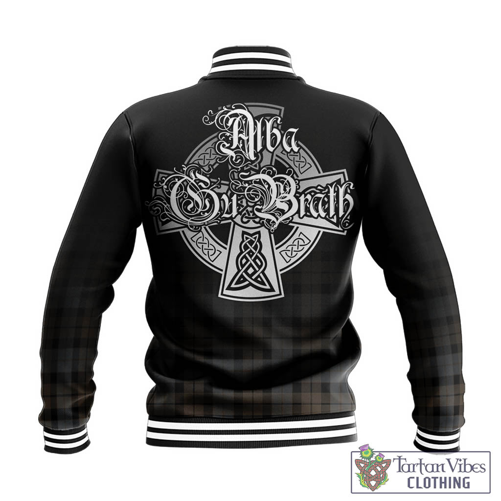 Tartan Vibes Clothing MacKay Weathered Tartan Baseball Jacket Featuring Alba Gu Brath Family Crest Celtic Inspired