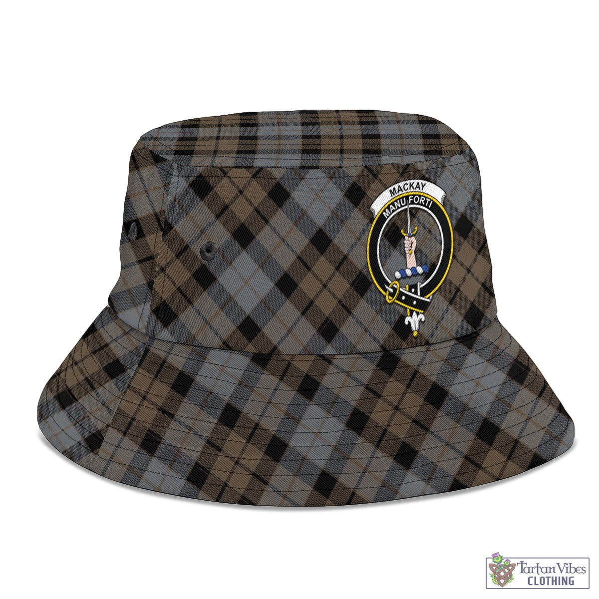 Tartan Vibes Clothing MacKay Weathered Tartan Bucket Hat with Family Crest