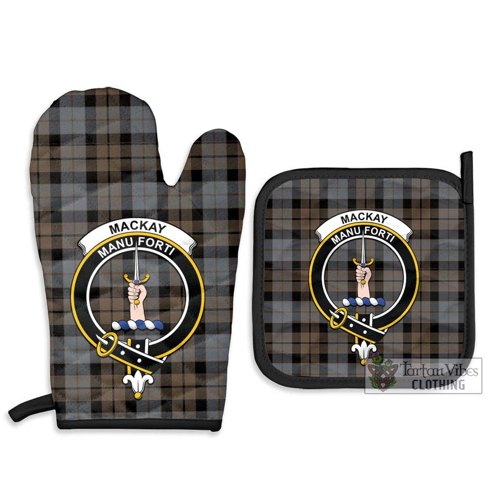 MacKay Weathered Tartan Combo Oven Mitt & Pot-Holder with Family Crest Combo 1 Oven Mitt & 2 Pot-Holder Black - Tartan Vibes Clothing