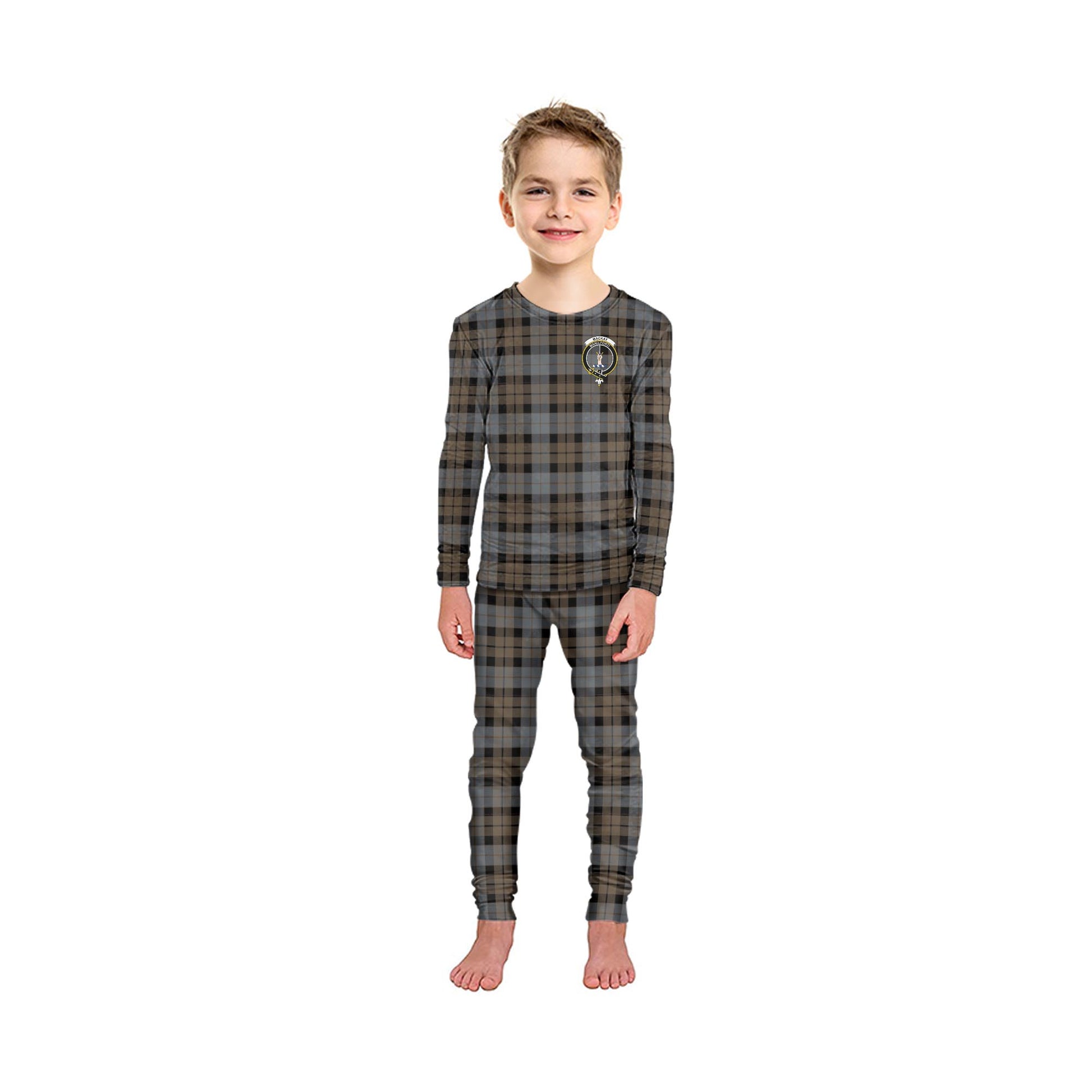 MacKay Weathered Tartan Pajamas Family Set with Family Crest - Tartanvibesclothing