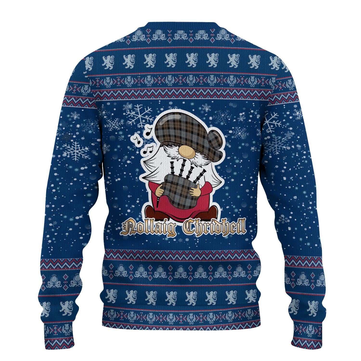 MacKay Weathered Clan Christmas Family Knitted Sweater with Funny Gnome Playing Bagpipes - Tartanvibesclothing