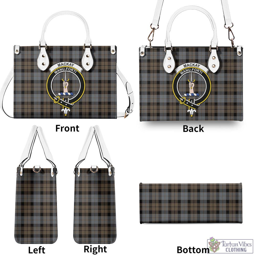 Tartan Vibes Clothing MacKay Weathered Tartan Luxury Leather Handbags with Family Crest