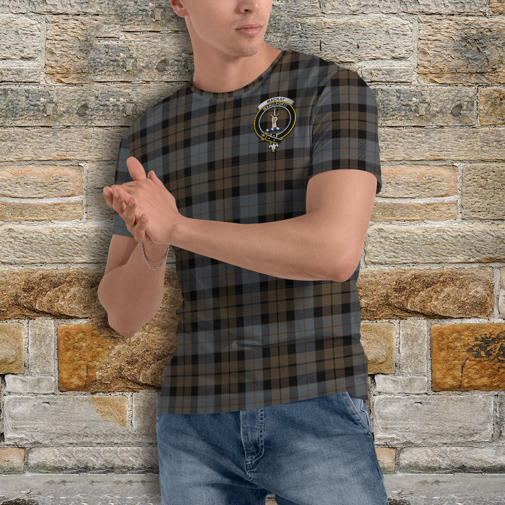 MacKay Weathered Tartan T-Shirt with Family Crest - Tartan Vibes Clothing