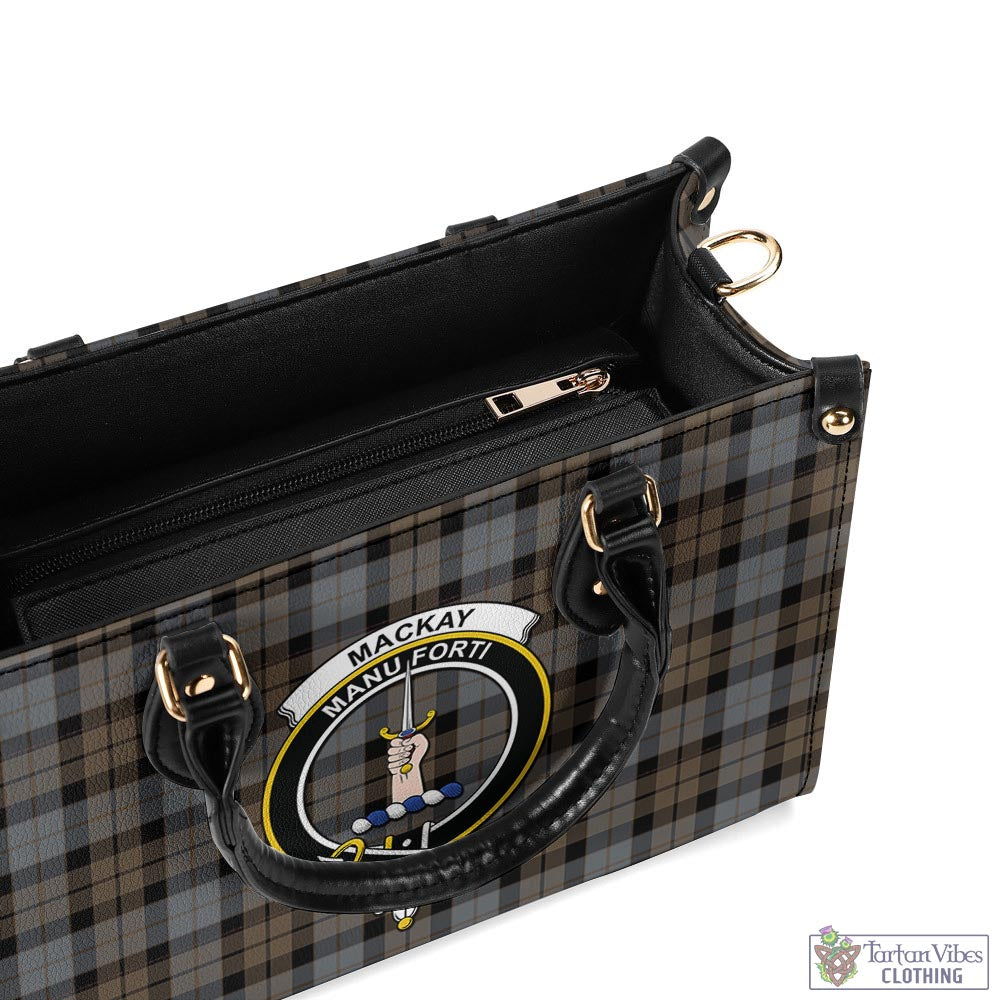 Tartan Vibes Clothing MacKay Weathered Tartan Luxury Leather Handbags with Family Crest