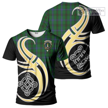 MacKendrick (McKendrick) Tartan T-Shirt with Family Crest and Celtic Symbol Style