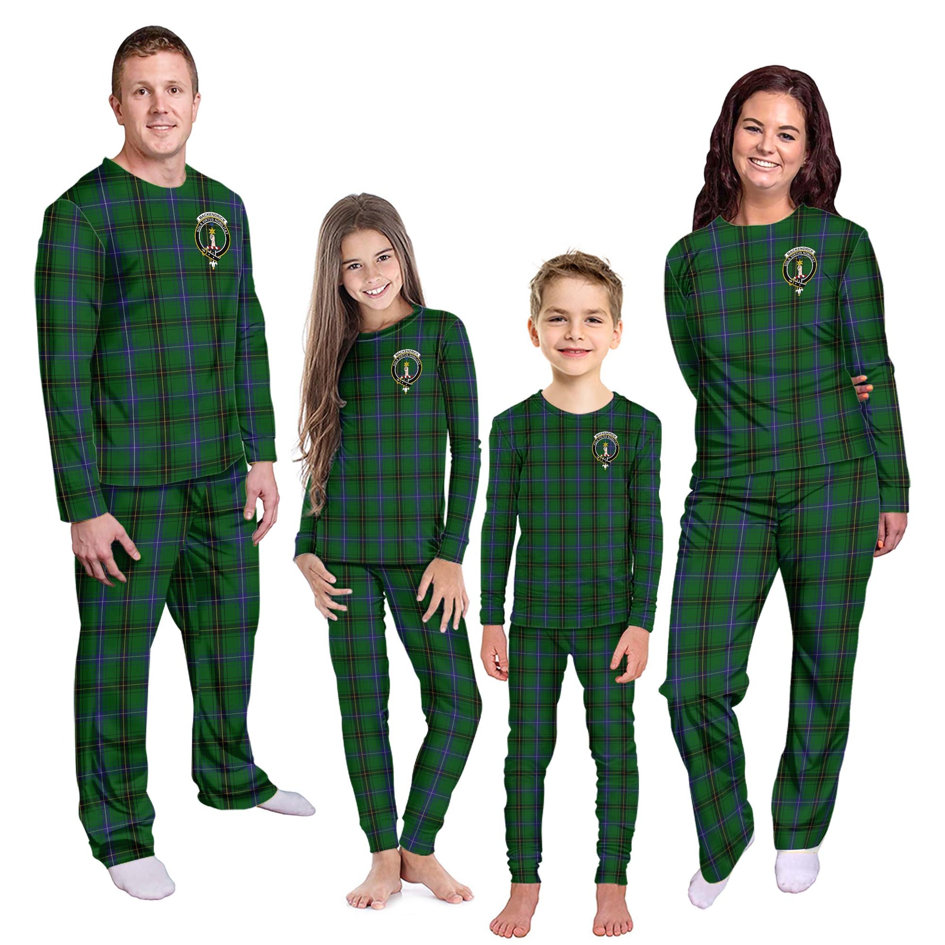 MacKendrick Tartan Pajamas Family Set with Family Crest - Tartanvibesclothing