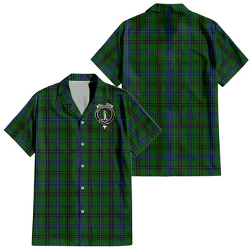 MacKendrick (McKendrick) Tartan Short Sleeve Button Down Shirt with Family Crest