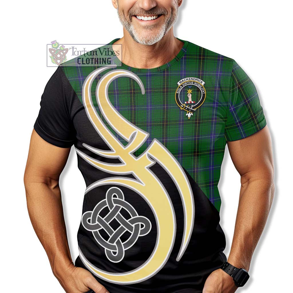 Tartan Vibes Clothing MacKendrick Tartan T-Shirt with Family Crest and Celtic Symbol Style