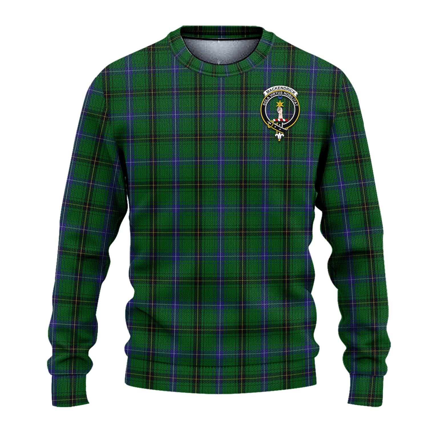 MacKendrick Tartan Knitted Sweater with Family Crest - Tartanvibesclothing