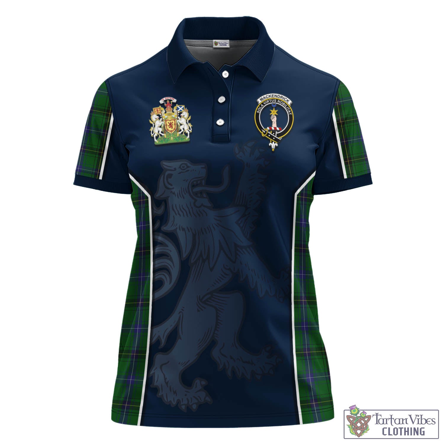 MacKendrick (McKendrick) Tartan Women's Polo Shirt with Family Crest and Lion Rampant Vibes Sport Style - Tartan Vibes Clothing