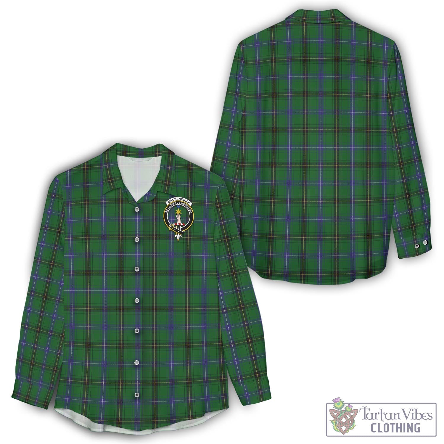 Tartan Vibes Clothing MacKendrick Tartan Womens Casual Shirt with Family Crest