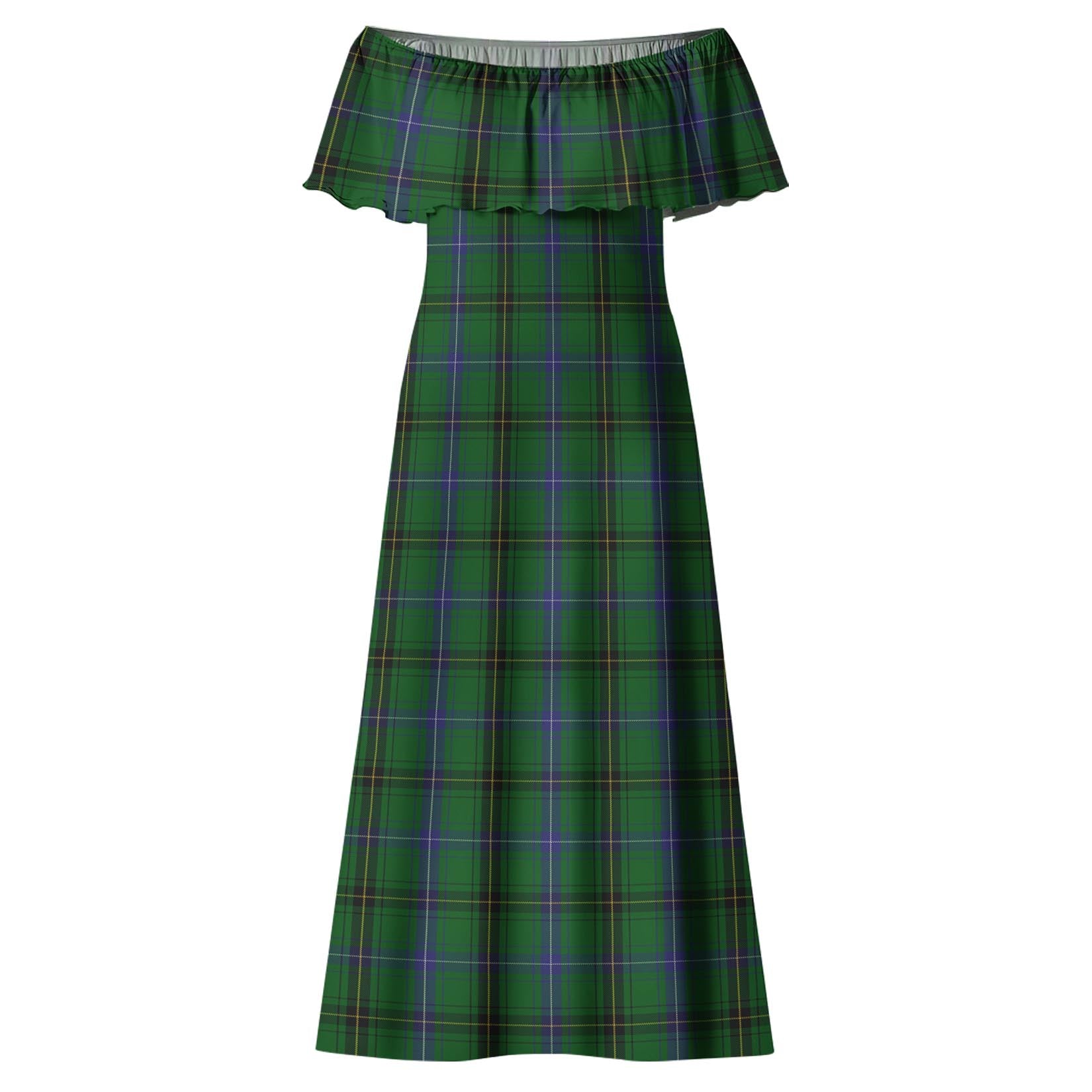 MacKendrick Tartan Off Shoulder Long Dress - Tartanvibesclothing