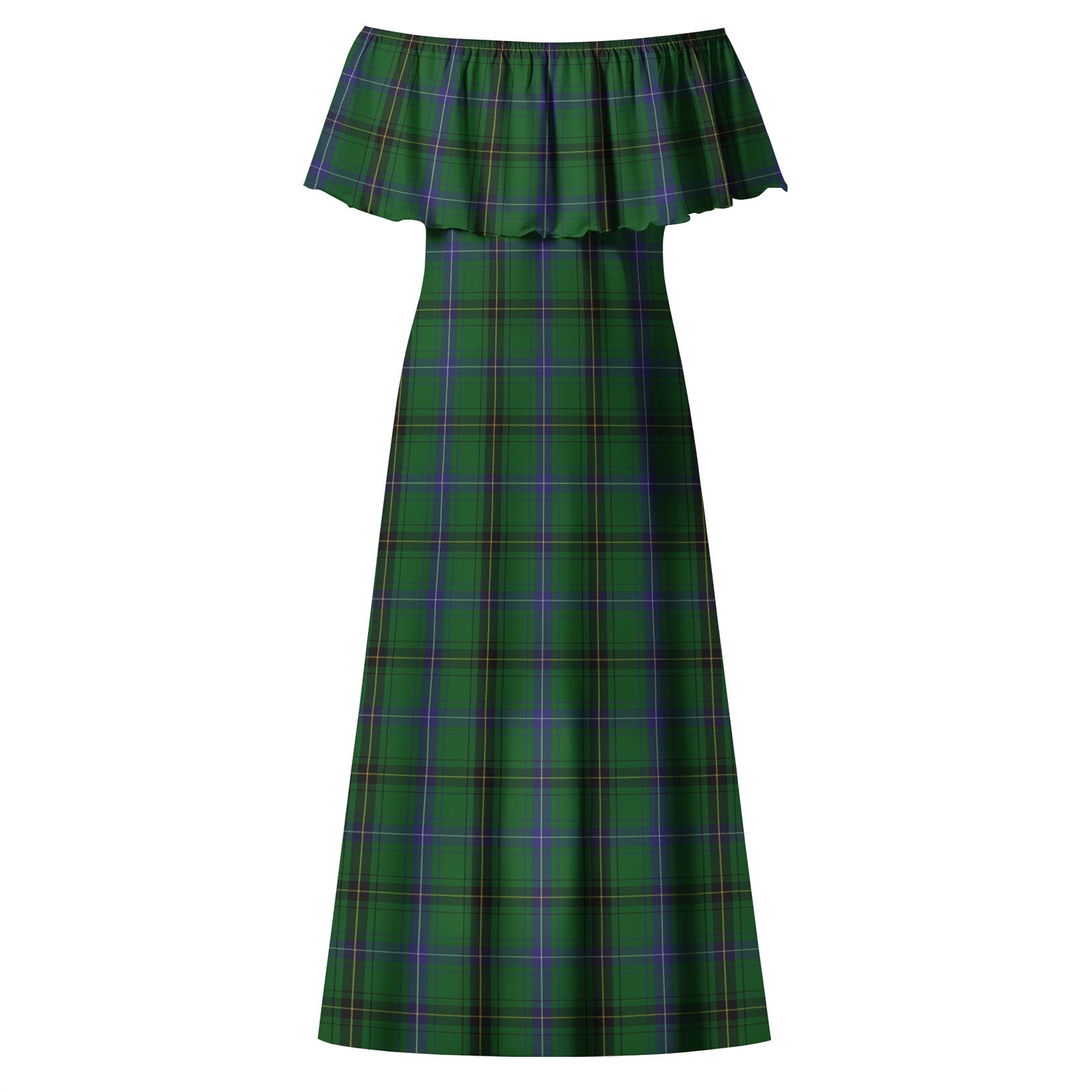 MacKendrick Tartan Off Shoulder Long Dress - Tartanvibesclothing