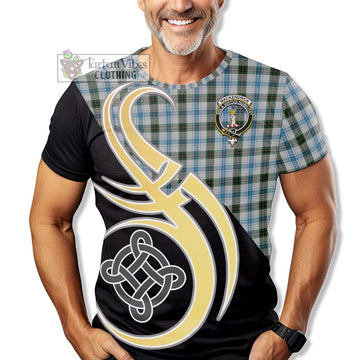 MacKendrick Dress Tartan T-Shirt with Family Crest and Celtic Symbol Style