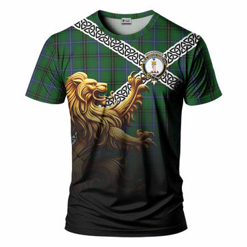 MacKendrick (McKendrick) Crest Tartan T-Shirt with Golden Lion Emblem Celtic Style Kid's Shirt - Tartan Vibes Clothing