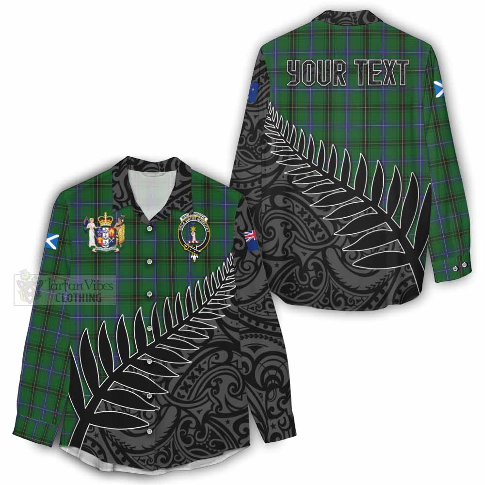 Tartan Vibes Clothing MacKendrick (McKendrick) Crest Tartan Women's Casual Shirt with New Zealand Silver Fern Half Style