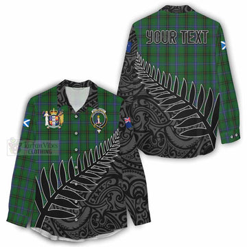 MacKendrick (McKendrick) Crest Tartan Women's Casual Shirt with New Zealand Silver Fern Half Style