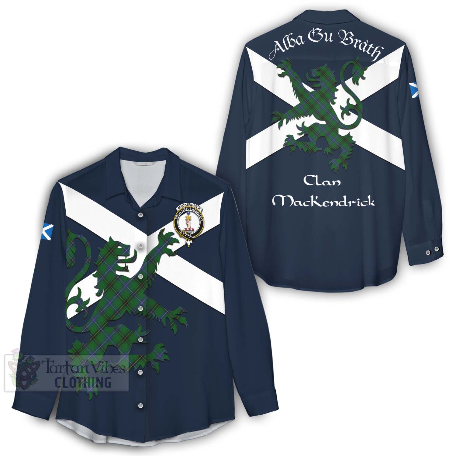 Tartan Vibes Clothing MacKendrick (McKendrick) Tartan Lion Rampant Women's Casual Shirt Proudly Display Your Heritage with Alba Gu Brath and Clan Name