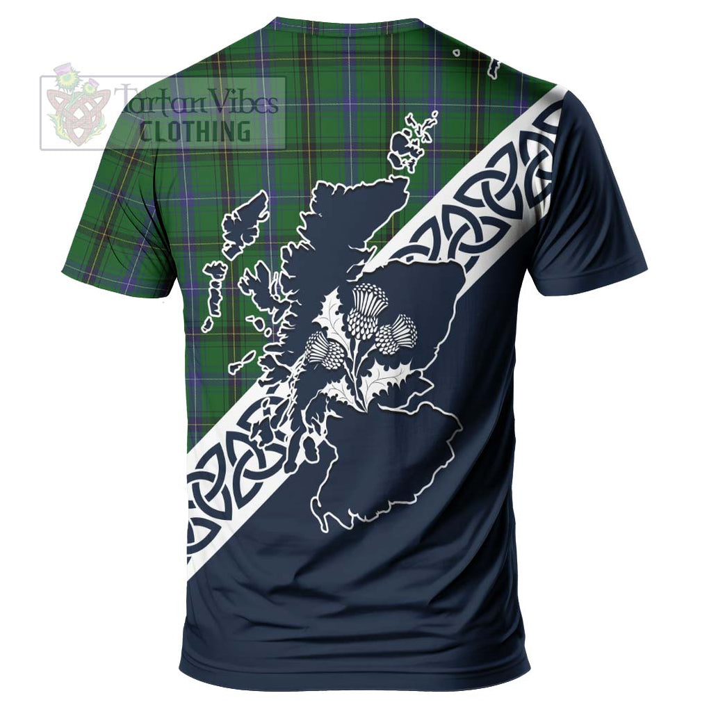 MacKendrick (McKendrick) Tartan T-Shirt Featuring Thistle and Scotland Map - Tartanvibesclothing Store