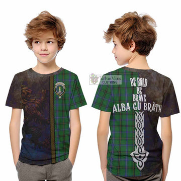 MacKendrick (McKendrick) Tartan Family Crest Kid T-Shirt Alba Gu Brath Be Brave Lion Ancient Style - Tartan Vibes Clothing