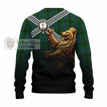 MacKendrick (McKendrick) Crest Tartan Knitted Sweater with Golden Lion Emblem Celtic Style - Tartan Vibes Clothing