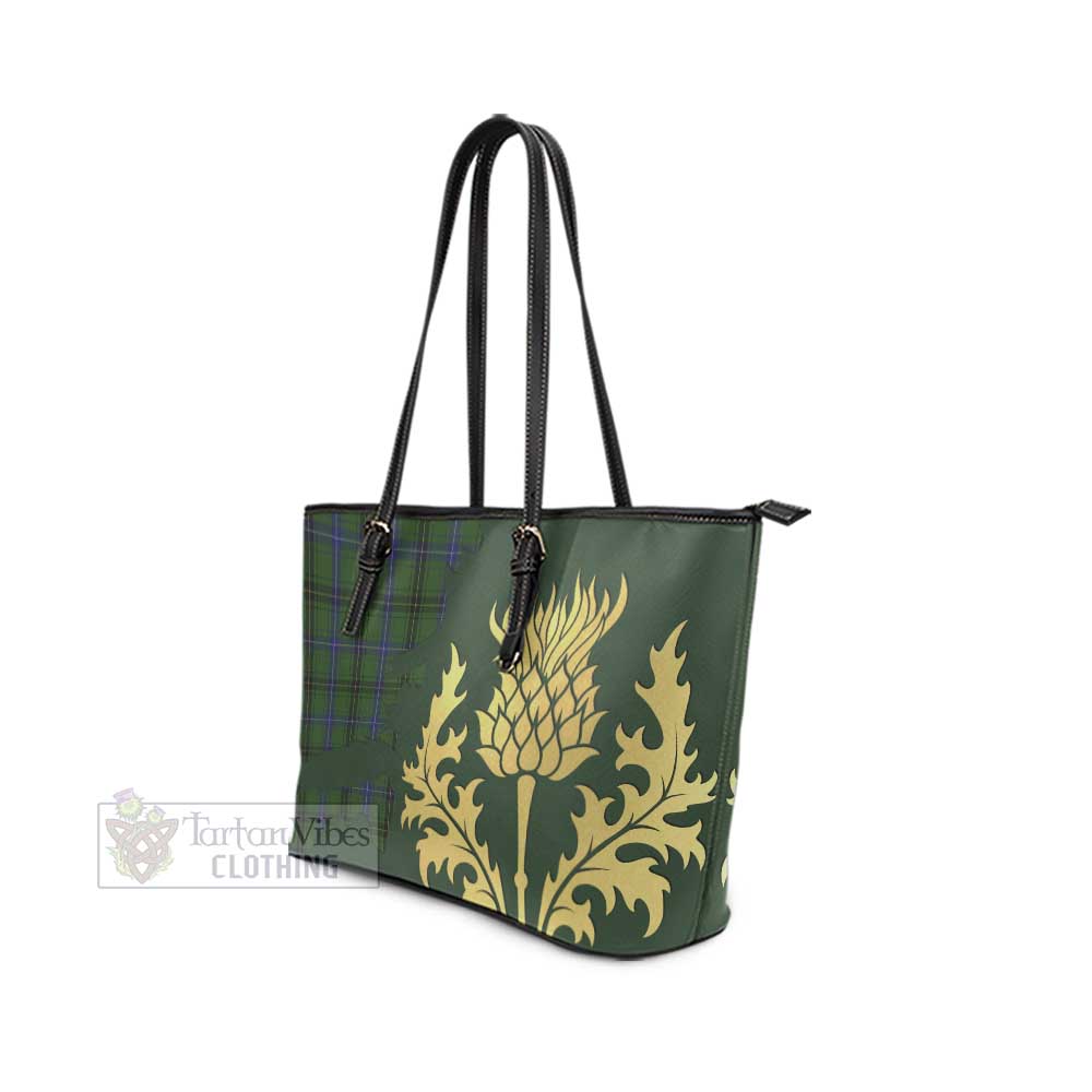 MacKendrick (McKendrick) Tartan Leather Tote Bag Gold Thistle Style - Tartan Vibes Clothing